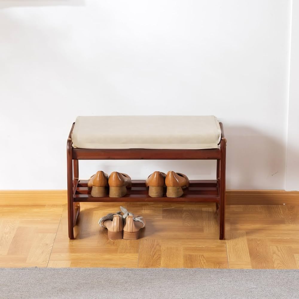 latifolia Entryway Shoe Bench Solid Wood Shoe Bench with